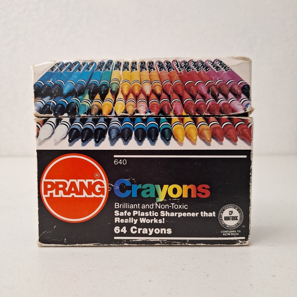 Vintage Prang 64 ct. Crayons USA Non Toxic 1980's RETIRED COLORS (2 missing)